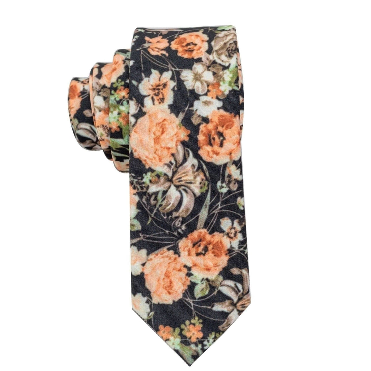 Orange Fedora with Floral Tie Rust Wedding Tie, Burnt Orange and Sage Floral Tie  main image 4