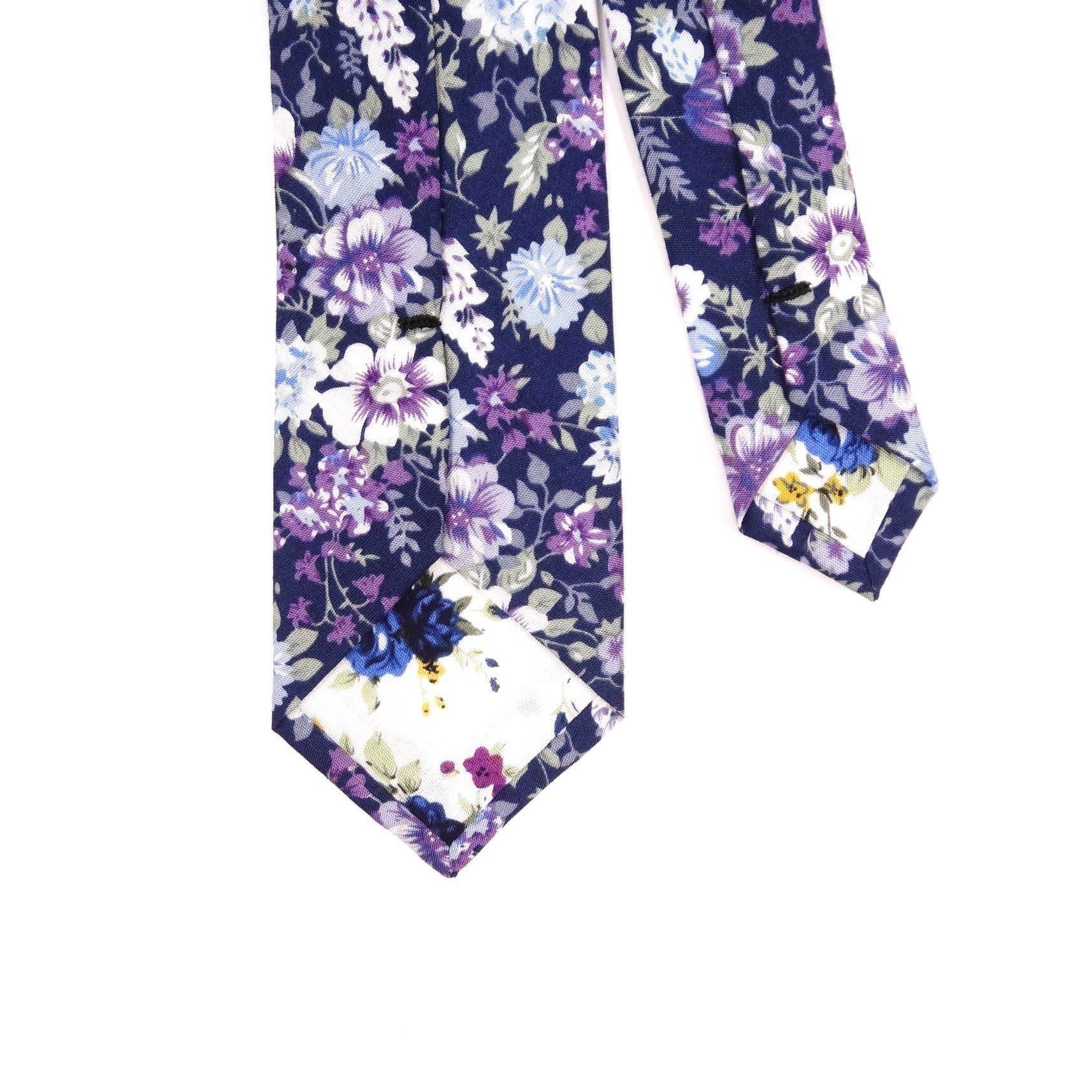 Purple floral tie men 2.36" SWEET PEA - MYTIESHOP -Neckties-Purple floral tie men Men’s Floral Necktie for