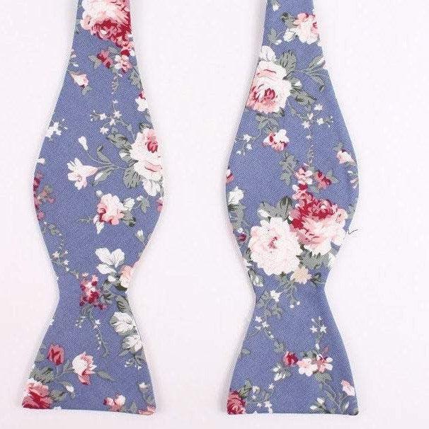 Steel Blue Floral Bow Tie Self Tie NEIL by Mytieshop-Neil Bow Tie 100% Cotton Flannel Handmade Adjustable to fit most neck sizes 13 3/4&quot; - 18&quot; Color: Sage Blue Great for Prom Dinners Interviews Photo shoots Photo sessions Dates Groom to stand out between his Groomsmen pair them up with neckties while he wears the bow tie. Floral self tie bow tie for weddings and events. Great anniversary present and gift. Also great gift for the groom and his groomsmen to wear at the wedding, and don’t forget th