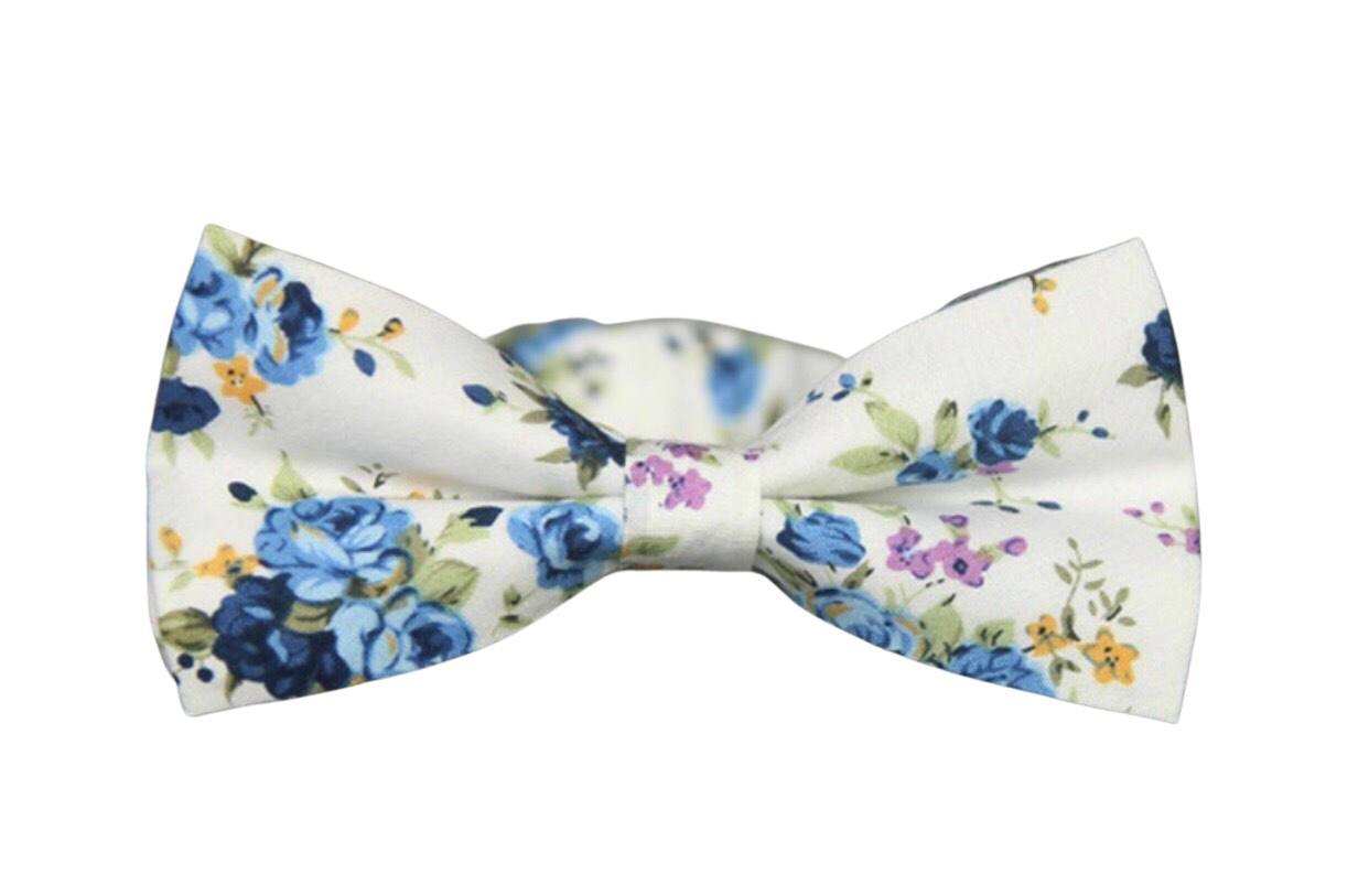 White Floral Pre-Tied Bow Tie Mytieshop - SAGE-Size: Small Strap is 32CM Long (10-18 Inches) Pre-Tied bowtie Bow Tie 12CM * 6CM-Mytieshop