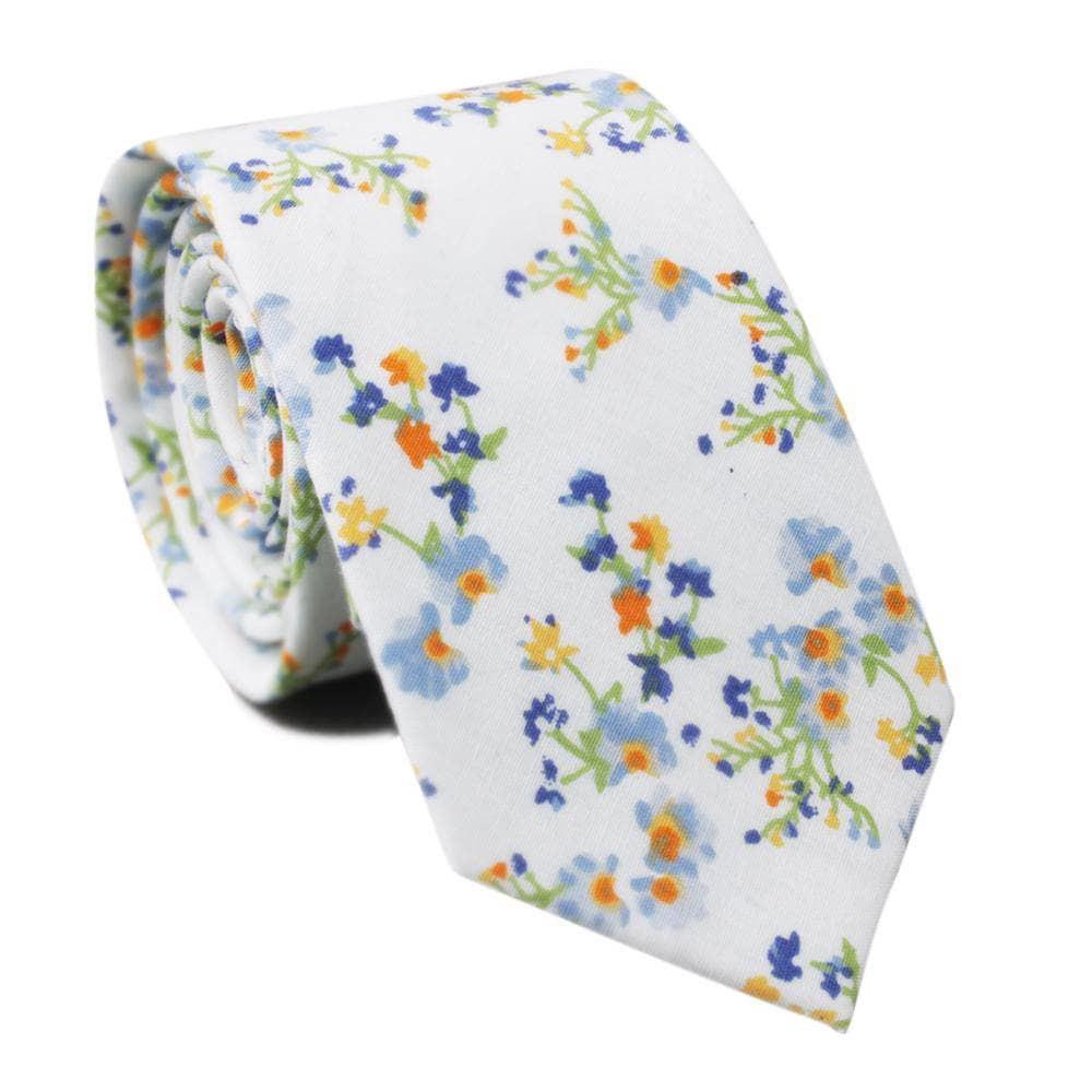 White Floral Skinny Tie 2.36” - MYTIESHOP - ANNIE-Neckties-White Floral Skinny Tie for weddings and fancy events also photos; styled shooter engagements elopements prom missions. Skinny ties-Mytieshop. Skinny ties for weddings anniversaries. Father of bride. Groomsmen. Cool skinny neckties for men. Neckwear for prom, missions and fancy events. Gift ideas for men. Anniversaries ideas. Wedding aesthetics. Flower ties. Dry flower ties.