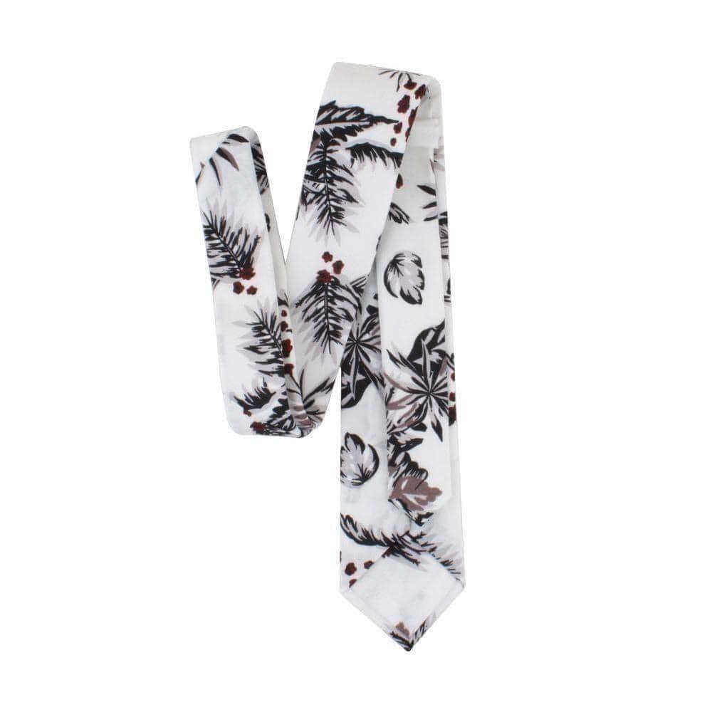 White Floral Tie for Men COCO-Neckties-White Floral Tie for Men Floral Necktie Palm print skinny tie floral ties for weddings and events great for prom and gifts Mens ties near me us tie-Mytieshop. Skinny ties for weddings anniversaries. Father of bride. Groomsmen. Cool skinny neckties for men. Neckwear for prom, missions and fancy events. Gift ideas for men. Anniversaries ideas. Wedding aesthetics. Flower ties. Dry flower ties.