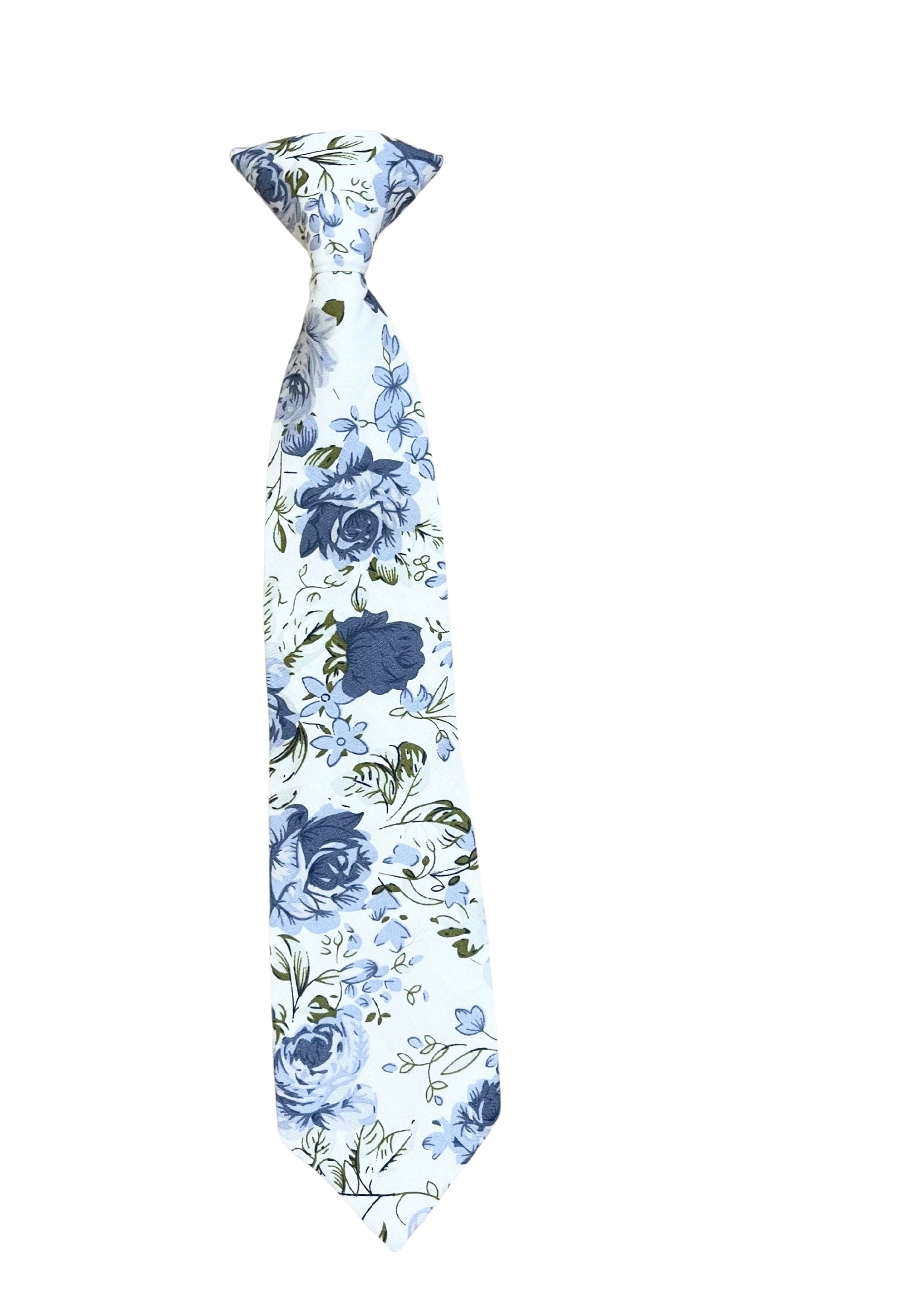 White and Blue Floral Ties for Boys Clip On Tie 2.3 Mytieshop - SAM-Your little one will look dapper as can be in this SAM Kids Floral Clip On Tie. Tie it on them before you head out for a family dinner or have them wear it to a wedding. No matter the occasion, your kiddo will be the best-dressed one there. The floral pattern is timeless and classic, making this tie a great addition to any formal outfit. The clip-on design is easy to put on and take off, so getting ready for that special event w